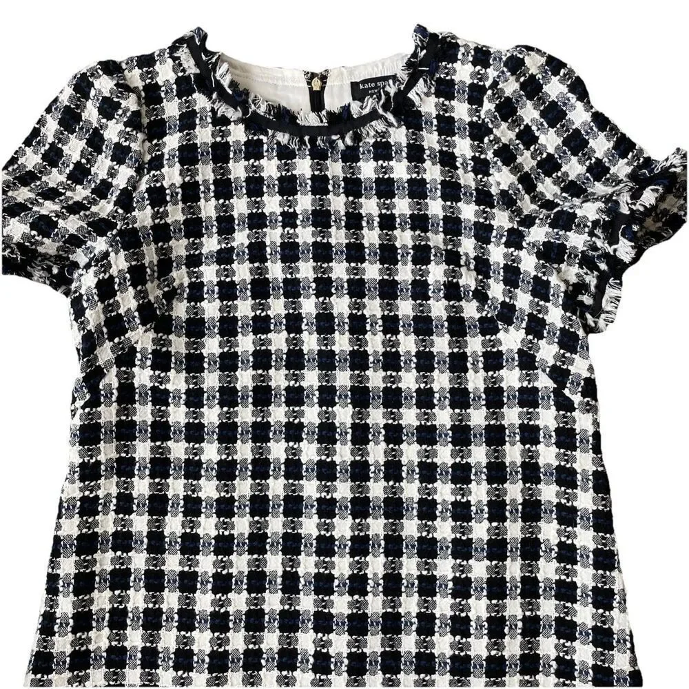 New Without Tag Women’s Kate Spade Tweed  Checkers Shift Dress MSRP $449 Sz. 14